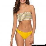 Women's Strapless Striped Two Piece Bandeau High Cut Bikini Set Yellow B07N5H1TGZ